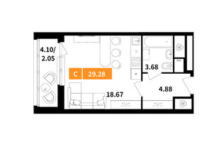 Планировка студии(квартира) площадью 29.28 квадратных метров в “ЖК Планерный Квартал”