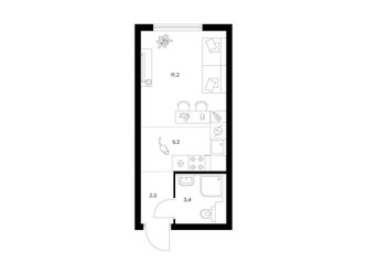 Планировка студии(квартира) площадью 22.1 квадратных метров в ЖК “ЖК Кронштадтский 9”