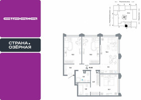 Планировка 4+ комнатной(квартира) площадью 90.8 квадратных метров в “ЖК Страна Озерная”