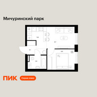 Планировка однокомнатной(квартира) площадью 31.3 квадратных метров в “ЖК Мичуринский Парк”