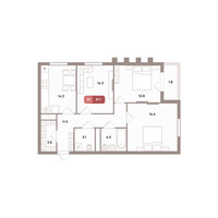 Планировка трехкомнатной(квартира) площадью 80.1 квадратных метров в “ЖК Проспект 39”