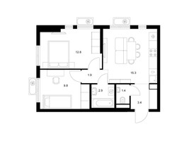 Планировка двухкомнатной(квартира) площадью 47.5 квадратных метров в “ЖК Яуза Парк (Мытищи)”