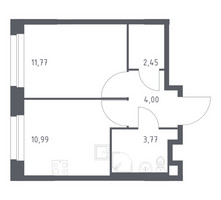 Планировка однокомнатной(квартира) площадью 32.98 квадратных метров в “ЖК ЭкоБунино (Южное Бунино)”