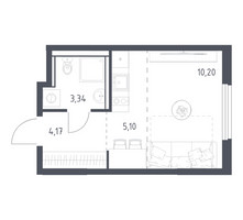 Планировка студии(квартира) площадью 22.81 квадратных метров в “ЖК Пригород Лесное”