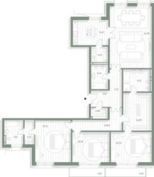 Планировка трехкомнатной(квартира) площадью 195.76 квадратных метров в ЖК “Фамильный дом Люче”