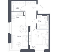 Планировка однокомнатной(квартира) площадью 41.72 квадратных метров в “ЖК Квартал Строгино”