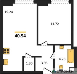 Планировка однокомнатной(квартира) площадью 40.54 квадратных метров в ЖК “ЖК "Гранд Фили"”