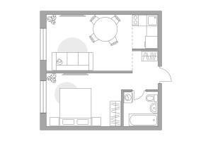 Планировка двухкомнатной(квартира) площадью 32.48 квадратных метров в “ЖК Аникеевский”