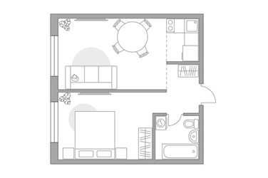 Планировка двухкомнатной(квартира) площадью 32.48 квадратных метров в ЖК “ЖК Аникеевский”
