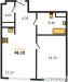 Планировка однокомнатной(квартира) площадью 46.1 квадратных метров в “ЖК 1-й Нагатинский (Первый Нагатинский)”