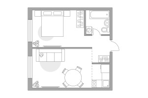 Планировка двухкомнатной(квартира) площадью 32.53 квадратных метров в “ЖК Аникеевский”