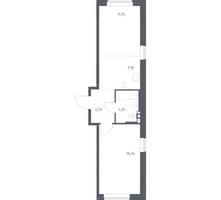 Планировка однокомнатной(квартира) площадью 43.7 квадратных метров в “ЖК Новое Внуково”