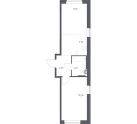 Планировка однокомнатной(квартира) площадью 43.7 квадратных метров в ЖК “ЖК Новое Внуково”