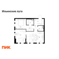 Планировка двухкомнатной(квартира) площадью 58.37 квадратных метров в “ЖК Ильинские луга”