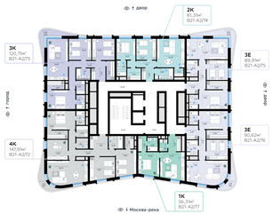 Планировка двухкомнатной(квартира) площадью 81.31 квадратных метров в ЖК “СберСити в Рублево-Архангельском”