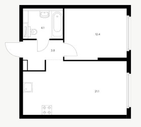 Планировка однокомнатной(квартира) площадью 41.5 квадратных метров в ЖК “ЖК Барклая 6”