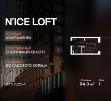 Планировка студии(апартаменты) площадью 24.3 квадратных метров в “ЖК N’ICE LOFT (Найс Лофт)”