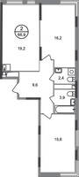 Планировка двухкомнатной(квартира) площадью 66.9 квадратных метров в “ЖК Переделкино Ближнее”