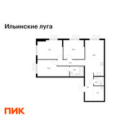 Планировка трехкомнатной(квартира) площадью 87.3 квадратных метров в “ЖК Ильинские луга”