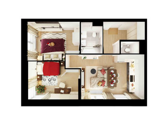 Планировка двухкомнатной(квартира) площадью 53.5 квадратных метров в ЖК “ЖК Руставели 14”