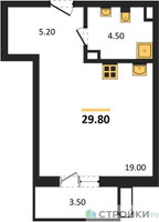 Планировка студии(квартира) площадью 29.8 квадратных метров в “Павлово 3”