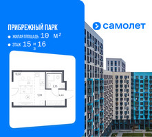 Планировка студии(квартира) площадью 22.81 квадратных метров в “ЖК Прибрежный Парк”