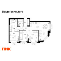 Планировка трехкомнатной(квартира) площадью 71.81 квадратных метров в “ЖК Ильинские луга”