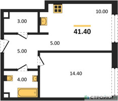 Планировка однокомнатной(квартира) площадью 41 квадратных метров в “Жилой район Alia (Алиа)”