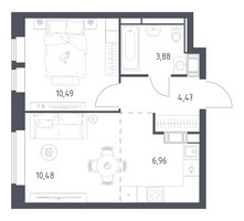 Планировка однокомнатной(квартира) площадью 36.28 квадратных метров в “ЖК Большое Путилково”