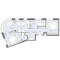 Планировка 4+ комнатной(квартира) площадью 83.4 квадратных метров в “ЖК Родина Переделкино”