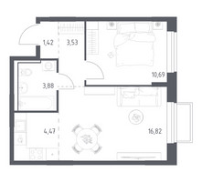 Планировка однокомнатной(квартира) площадью 40.81 квадратных метров в “ЖК Томилино Парк”