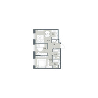 Планировка трехкомнатной(квартира) площадью 56.1 квадратных метров в “ЖК Станиславский”