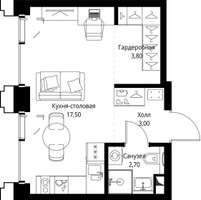 Планировка студии(квартира) площадью 27.1 квадратных метров в “ЖК СЕТ”