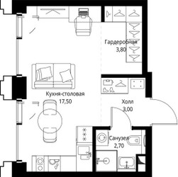 Планировка студии(квартира) площадью 27.1 квадратных метров в ЖК “ЖК СЕТ”