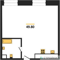 Планировка однокомнатной(квартира) площадью 49.8 квадратных метров в “ЖК Luzhniki Collection (Коллекция Лужники)”