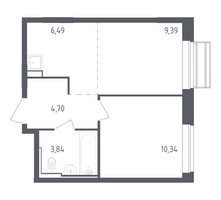 Планировка однокомнатной(квартира) площадью 34.76 квадратных метров в “ЖК Рублевский Квартал”