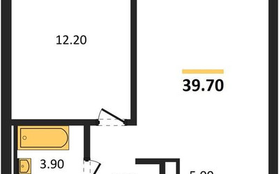Планировка однокомнатной(квартира) площадью 39.7 квадратных метров в ЖК “ЖК Пушкино Град”
