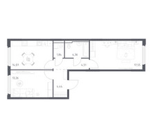 Планировка двухкомнатной(квартира) площадью 60.03 квадратных метров в “ЖК Космический Квартал”
