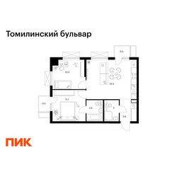Планировка двухкомнатной(квартира) площадью 55.7 квадратных метров в ЖК “ЖК Томилинский бульвар”
