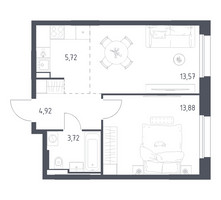 Планировка однокомнатной(квартира) площадью 41.81 квадратных метров в “ЖК Заречье Парк”