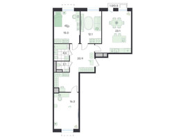 Планировка 4+ комнатной(квартира) площадью 94.5 квадратных метров в “ЖК G3 Театральный”