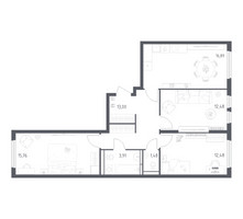 Планировка трехкомнатной(квартира) площадью 75 квадратных метров в “ЖК Остафьево”