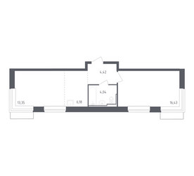 Планировка однокомнатной(квартира) площадью 43.6 квадратных метров в ЖК “ЖК Рублевский Квартал”