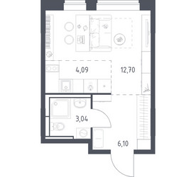 Планировка студии(квартира) площадью 25.93 квадратных метров в ЖК “ЖК Богдановский Лес”