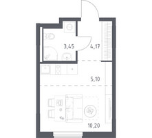 Планировка студии(квартира) площадью 22.92 квадратных метров в “ЖК Мытищи Парк”