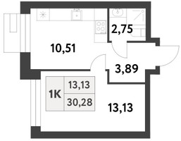 Планировка однокомнатной(квартира) площадью 29.4 квадратных метров в “ЖК Smart Garden (Смарт Гарден)”