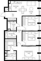 Планировка трехкомнатной(квартира) площадью 86.95 квадратных метров в “ЖК Сити Бэй”