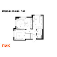Планировка двухкомнатной(квартира) площадью 50.9 квадратных метров в “ЖК Середневский лес”