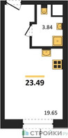 Планировка студии(квартира) площадью 23.49 квадратных метров в “ЖК Citimix (СитиМикс)”