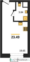 Планировка студии(квартира) площадью 23.49 квадратных метров в ЖК “ЖК Citimix (СитиМикс)”